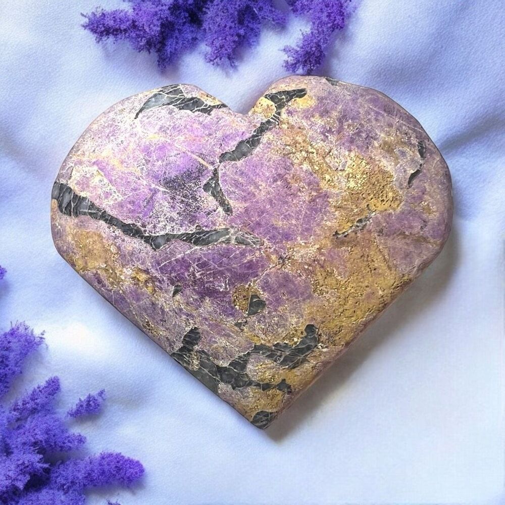 Natural‎ Raw Purpurite Heart Carving
